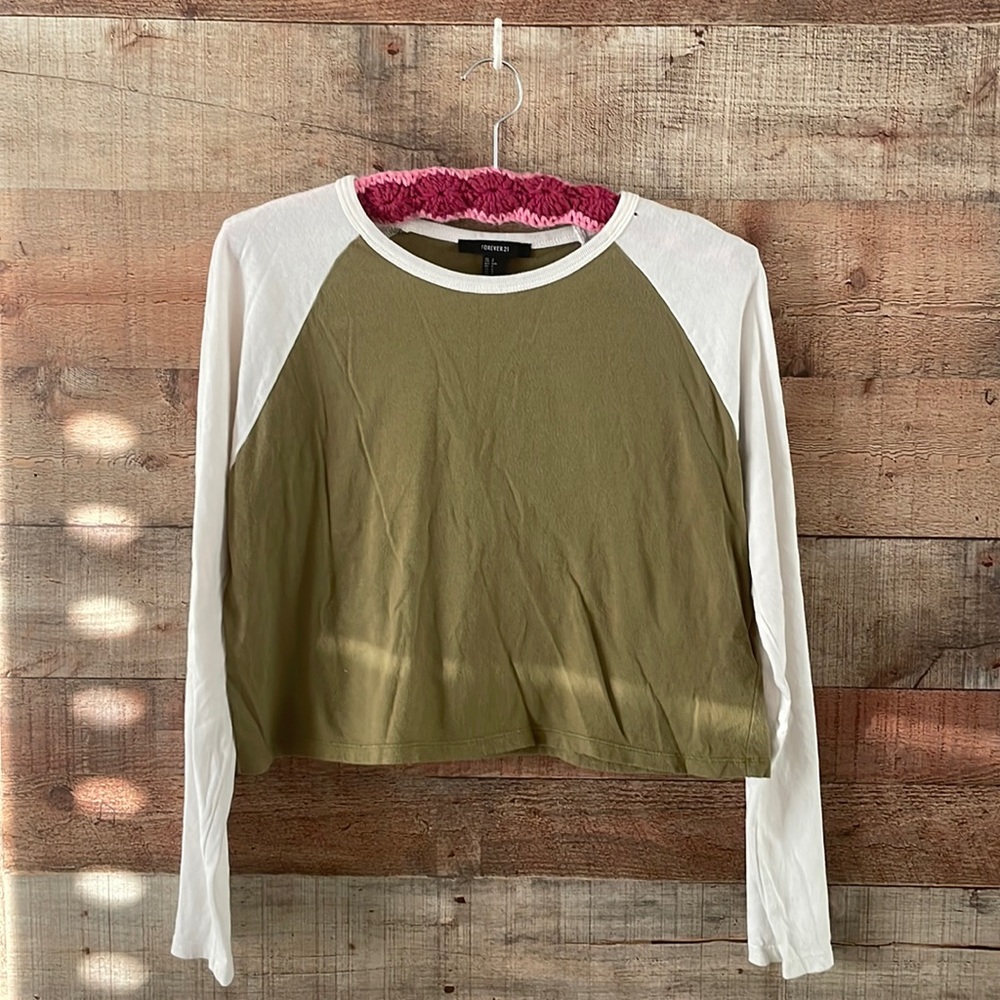 Forever 21 Green/White Long Sleeve